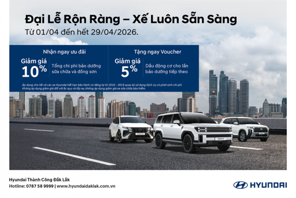 ƯU ĐÃI SỬA CHỮA BẢO DƯỠNG THÁNG 4/2026 